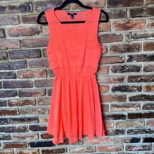 Forever 21 Coral Red Sleeveless Tiered Mini Dress Women's Size Small